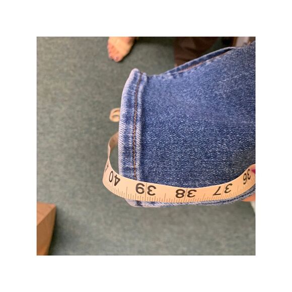 Express Denim Blue Jeans Skyscraper Mid Rise Light Wash with Ankle Slit Size 8S - Picture 9 of 9